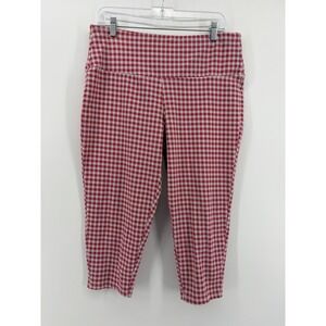 Intro Love the‎ Fit Red White Plaid Capri Leggings Tummy Control XL